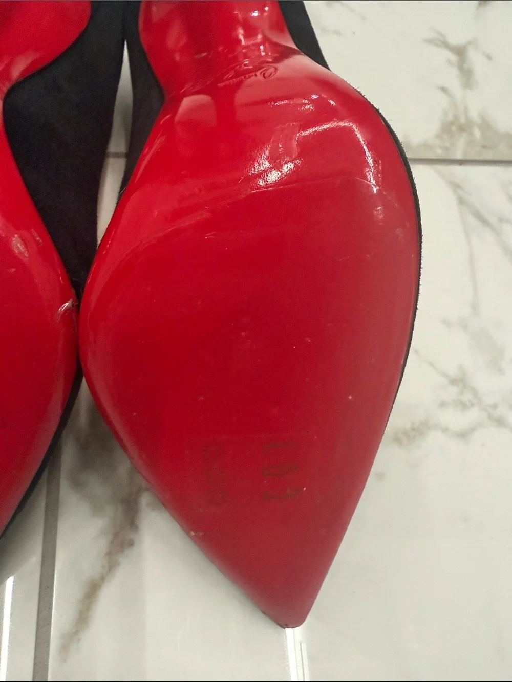 Christian Louboutin Black Suede Pointed Pumps with Signature Lining